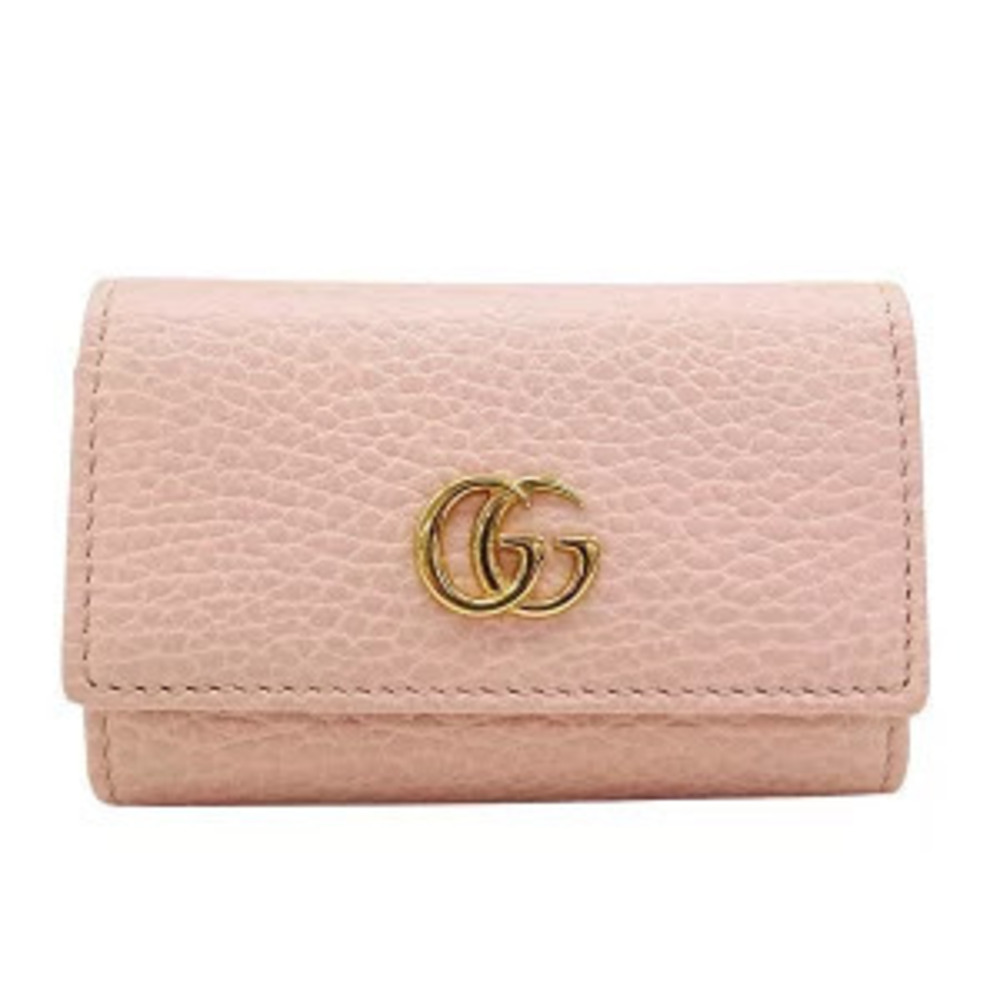 Gucci Key Case Leather Marmont Double GG Pink